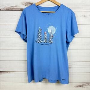 Life is Good Womens Short Sleeve T-Shirt Red Bird Cardinal Size XL